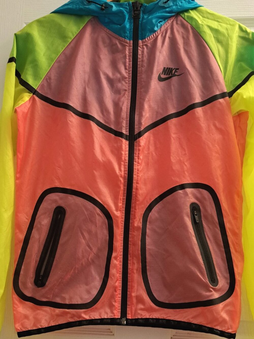 NIKE TECH Color Block woman Hyperfuse Windrunner Jacket Size Small neon 90's HTC - Picture 3 of 14